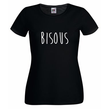 Damen T-Shirt BISOUS Ksschen schwarz XS