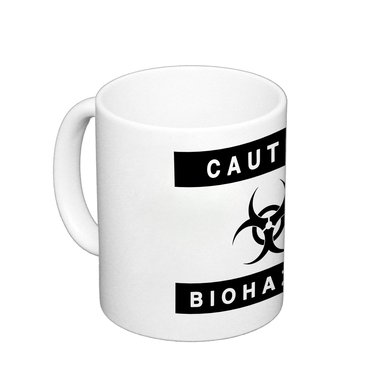 Kaffeebecher Caution Biohazard Biogefährdung biologisches Risiko FUN