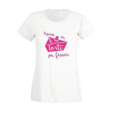Damen T-Shirt - Kaum in Torte zu fassen - Humor Wortspiel Naschkatze Se Kuchen