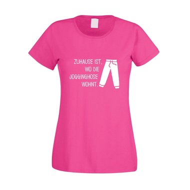 Damen T-Shirt - Zuhause ist wo die Jogginghose wohnt - Trainingsanzug Jogger