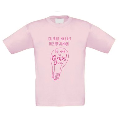 Kinder T-Shirt - Ich muss ein Genie sein! - Kind Gedanke Wissen Jugend Verrckt fuchsia-gold 98-104