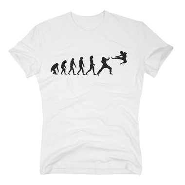Herren T-Shirt - Kampfsport Evolution - Hobby Sport Kampfkunst Karate Kickboxen weiss-schwarz 4XL