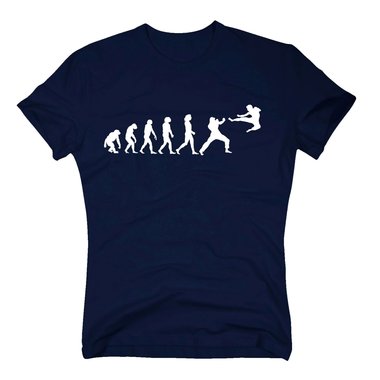 Herren T-Shirt - Kampfsport Evolution - Hobby Sport Kampfkunst Karate Kickboxen weiss-schwarz 4XL