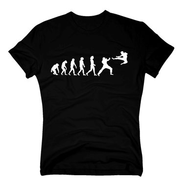 Herren T-Shirt - Kampfsport Evolution - Hobby Sport Kampfkunst Karate Kickboxen weiss-schwarz 4XL