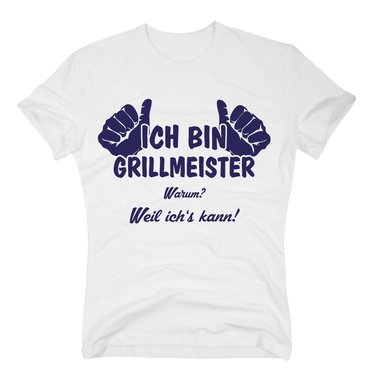 Herren T-Shirt - Ich bin Grillmeister, weil ichs kann! - Mnner Grill BBQ Chef weiss-rot 4XL