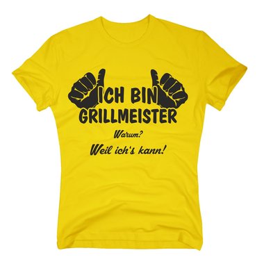 Herren T-Shirt - Ich bin Grillmeister, weil ichs kann! - Mnner Grill BBQ Chef weiss-rot 4XL