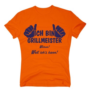 Herren T-Shirt - Ich bin Grillmeister, weil ichs kann! - Mnner Grill BBQ Chef weiss-rot 4XL