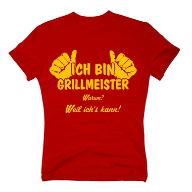 Herren T-Shirt - Ich bin Grillmeister, weil ichs kann! - Mnner Grill BBQ Chef weiss-rot 4XL