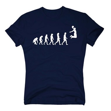 Herren T-Shirt - Basketball Evolution - Hobby Sport Halle Dunk Airball Wurf Ball dunkelblau-weiss S