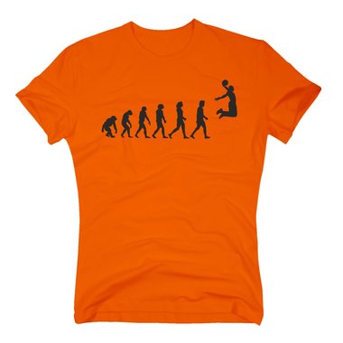 Herren T-Shirt - Basketball Evolution - Hobby Sport Halle Dunk Airball Wurf Ball dunkelblau-weiss S