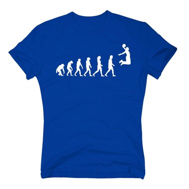 Herren T-Shirt - Basketball Evolution - Hobby Sport Halle Dunk Airball Wurf Ball dunkelblau-weiss S