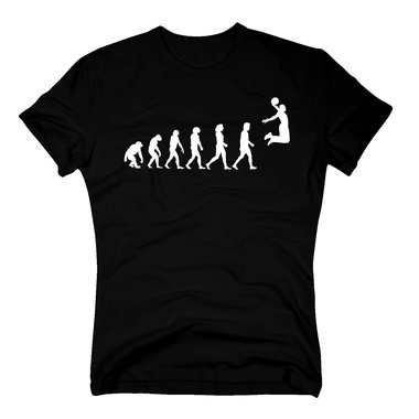 Herren T-Shirt - Basketball Evolution - Hobby Sport Halle Dunk Airball Wurf Ball dunkelblau-weiss S