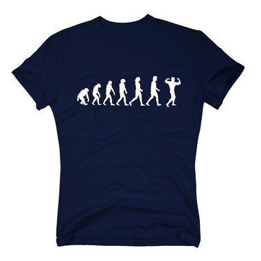 Herren T-Shirt - Bodybuilding Evolution - Hobby Sport Training Muskel Fitness weiss-schwarz 5XL