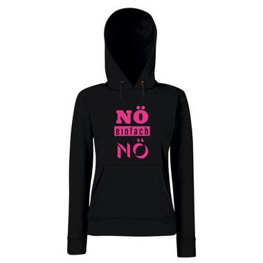 Damen Hoodie - N einfach N - Humor Witz Gegen Alles Prinzessin Zicke Nein Spa L schwarz-fuchsia