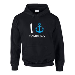 Hoodie I Love Hamburg mit Anker Kapuzenpullover HH St....