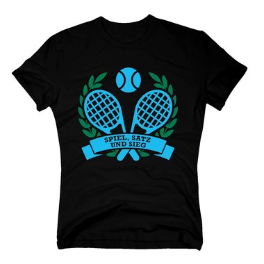 T-Shirt Herren - Spiel Satz und Sieg - Tennis Trainer Tennispartner Tennisball