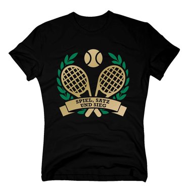 T-Shirt Herren - Spiel Satz und Sieg - Tennis Trainer Tennispartner Tennisball