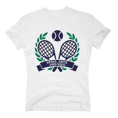 T-Shirt Herren - Spiel Satz und Sieg - Tennis Trainer Tennispartner Tennisball