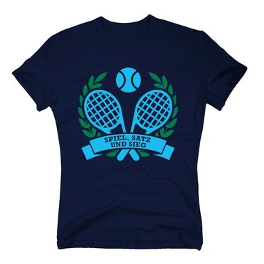 T-Shirt Herren - Spiel Satz und Sieg - Tennis Trainer Tennispartner Tennisball
