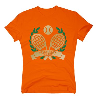 T-Shirt Herren - Spiel Satz und Sieg - Tennis Trainer Tennispartner Tennisball dunkelblau-cyan-dunkelgruen 4XL