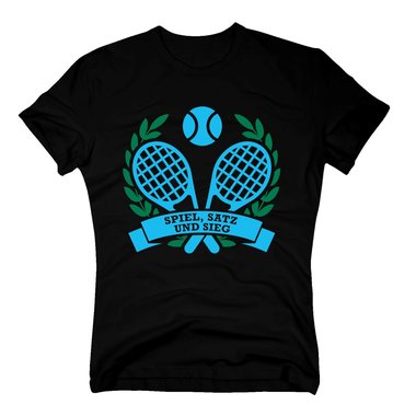 T-Shirt Herren - Spiel Satz und Sieg - Tennis Trainer Tennispartner Tennisball dunkelblau-cyan-dunkelgruen 4XL