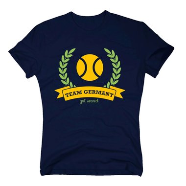 T-Shirt Herren - Team Germany - Get served - Tennis Tennispartner Tennisball dunkelblau-gelb-apfelgrn 4XL