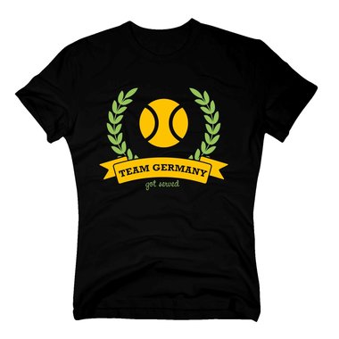 T-Shirt Herren - Team Germany - Get served - Tennis Tennispartner Tennisball dunkelblau-gelb-apfelgrn 4XL
