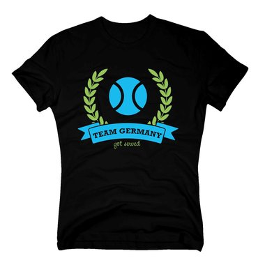 T-Shirt Herren - Team Germany - Get served - Tennis Tennispartner Tennisball dunkelblau-gelb-apfelgrn 4XL