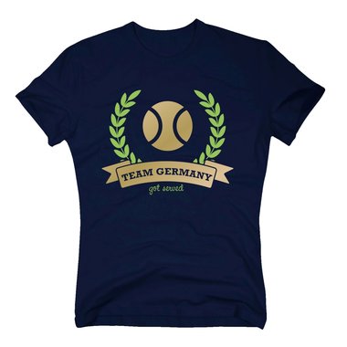 T-Shirt Herren - Team Germany - Get served - Tennis Tennispartner Tennisball dunkelblau-gelb-apfelgrn 4XL