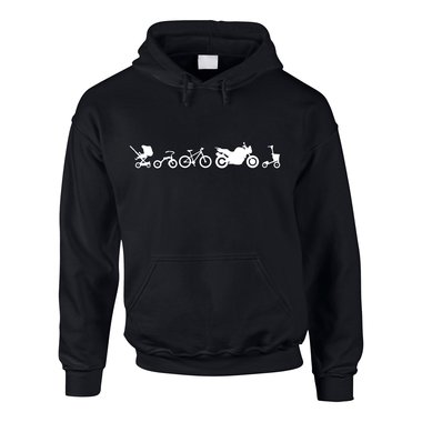 Herren Hoodie - Evolution Leben - Humor Lebenszyklus Jung Alt Rente Rollator 5XL schwarz-weiss