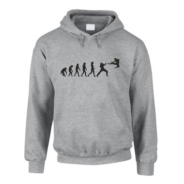 Herren Hoodie - Kampfkunst Evolution - Hobby Sport Kampfsport Kampfstil Verein 5XL grau-schwarz