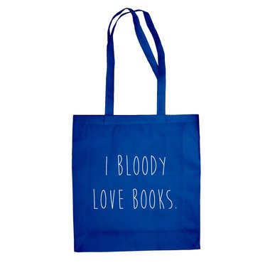 Baumwolltasche I Bloody Love Books Jutebeutel lange Henkel Vintage Hipster blau