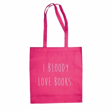 Baumwolltasche I Bloody Love Books Jutebeutel lange Henkel Vintage Hipster blau