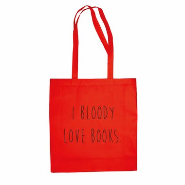 Baumwolltasche I Bloody Love Books Jutebeutel lange Henkel Vintage Hipster blau