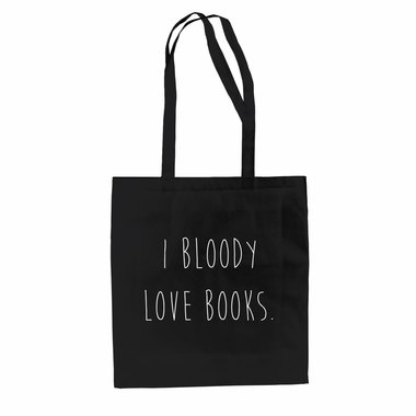 Baumwolltasche I Bloody Love Books Jutebeutel lange Henkel Vintage Hipster blau