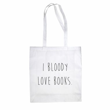 Baumwolltasche I Bloody Love Books Jutebeutel lange Henkel Vintage Hipster blau