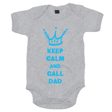 Baby Body - Keep calm and call Dad - Superheld rufen Ruhe bewahren Papa Vater weiss-cyan 68-80