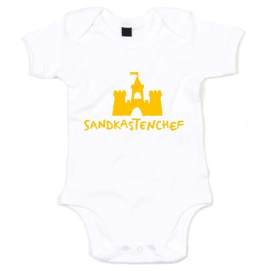 Baby Body - Sandkastenchef - Bauingenieur Sandkiste Boss Meister Kindheit Humor weiss-gelb 62-68