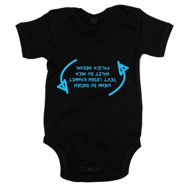 Baby Body - Wenn du diesen Text lesen kannst - Neugeborenes Warnung Humor Lesen dunkelblau-cyan 50-62
