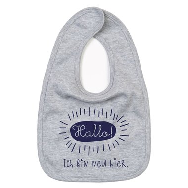 Baby Ltzchen - Hallo! Ich bin neu hier - Neugeborenes Kleckerschutz Willkommen weiss-dunkelblau