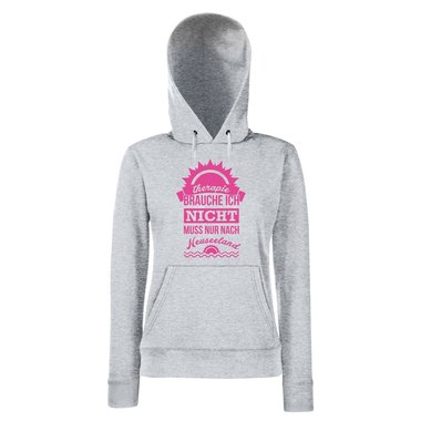 Damen Hoodie - Therapie brauche ich nicht - muss nur nach Neuseeland - Urlaub