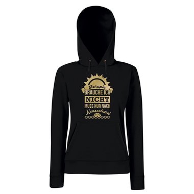 Damen Hoodie - Therapie brauche ich nicht - muss nur nach Neuseeland - Urlaub