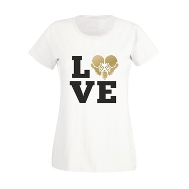 Damen T-Shirt - Football Love - Hobby Sport Cheerleader Quarterback Touchdown schwarz-gold XS