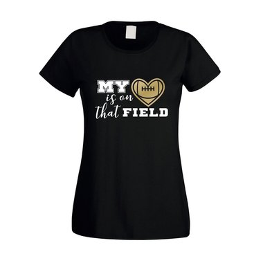 Damen T-Shirt - My heart is on that field - Hobby Sport Cheerleader Quarterback