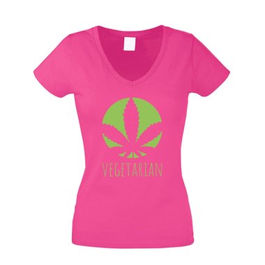 Damen T-Shirt V-Neck - Vegetarian - Ernährung Gesundheit Ideale Humor Ironie Fun