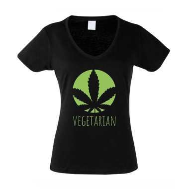 Damen T-Shirt V-Neck - Vegetarian - Ernährung Gesundheit Ideale Humor Ironie Fun