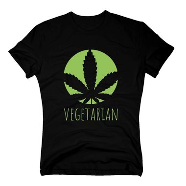 Herren T-Shirt - Vegetarian - Humor Ironie Fun Hanfblatt