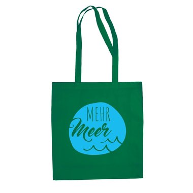 Strand Jutebeutel Baumwolltasche - Mehr Meer - Tasche See Luft Sommer Urlaub schwarz-cyan