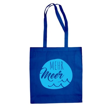 Strand Jutebeutel Baumwolltasche - Mehr Meer - Tasche See Luft Sommer Urlaub schwarz-cyan