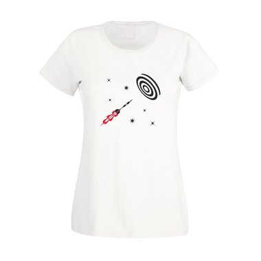 Damen T-Shirt - Space Darts - Hobby Sport Geschicklichkeit Weltraum All Score